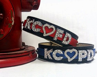Thin Red Line Bracelet-Thin Blue Line Bracelet-Kansas City Fire Department-Kansas City Police Department-Fireman Jewelry-Police Jewelry