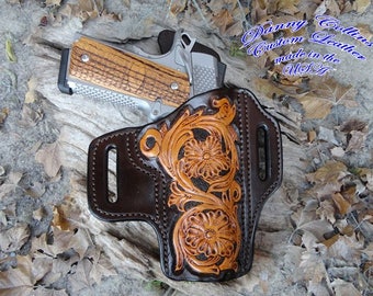 Custom Holster, Holster, 1911 Pancake Holster, Molded Holster, Tooled leather holster