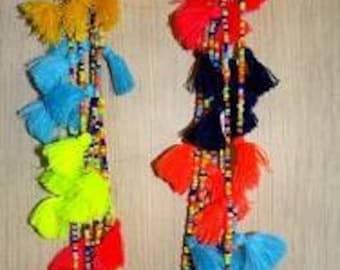 Summer Boho multi tasseled Necklace/ seed bead & Tassel Necklace / Multi coloured necklace