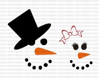 SVG Snowman Faces svg Christmas svg Template Stencil Cut Files Silhouette Cameo Cricut Design Space Heat Transfer Vinyl Monogram Frame