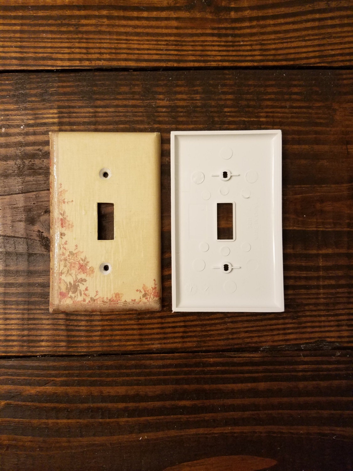 Shabby Chic Beige Vintage Floral Single Toggle by IvybrookCourt