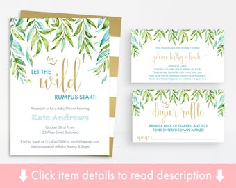 Where the Wild Things Are Baby Shower Package, Baby Shower Invite, Diaper Raffle, Books for Baby, Baby Shower Kit, Baby Shower, Printable