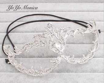 Crystal Rhinestone Party Mask, Costume Ball Mask, Masquerade Wedding, Masquerade Mask, Prom Mask, Halloween Costume Mask, Mardi Gras Mask