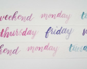 Washi tape weekdays watercolor