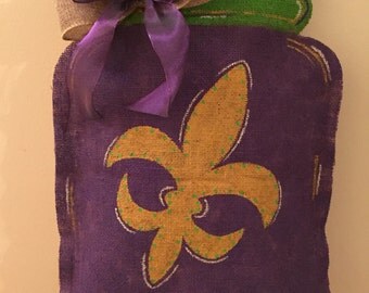 Mardi Gras door hanger/Mason jar door hanger