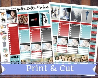 50% Off SALE \ Grey's Anatomy \ Instant Download Printable Vertical Planner Kit \ Planner Stickers \ Scrapbook \ Journal Clip Art