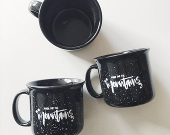 Campfire Mug // Made For The Mountains // Ceramic Campfire Mug // Black Campfire Mug