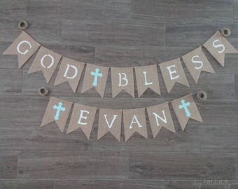 Baptism Banner, First Communion Banner, Christening Banner, Baptism Decoration, Dedication Baptism Banner, Baptism Party Decor, Boy Baptism