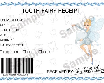 Digital Download, Tooth Fairy Receipt, Printable Tooth Fairy Receipt