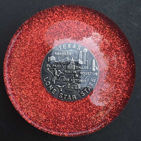 Texas State Landmarks Glass Dome Paperweight. Made in Texas.