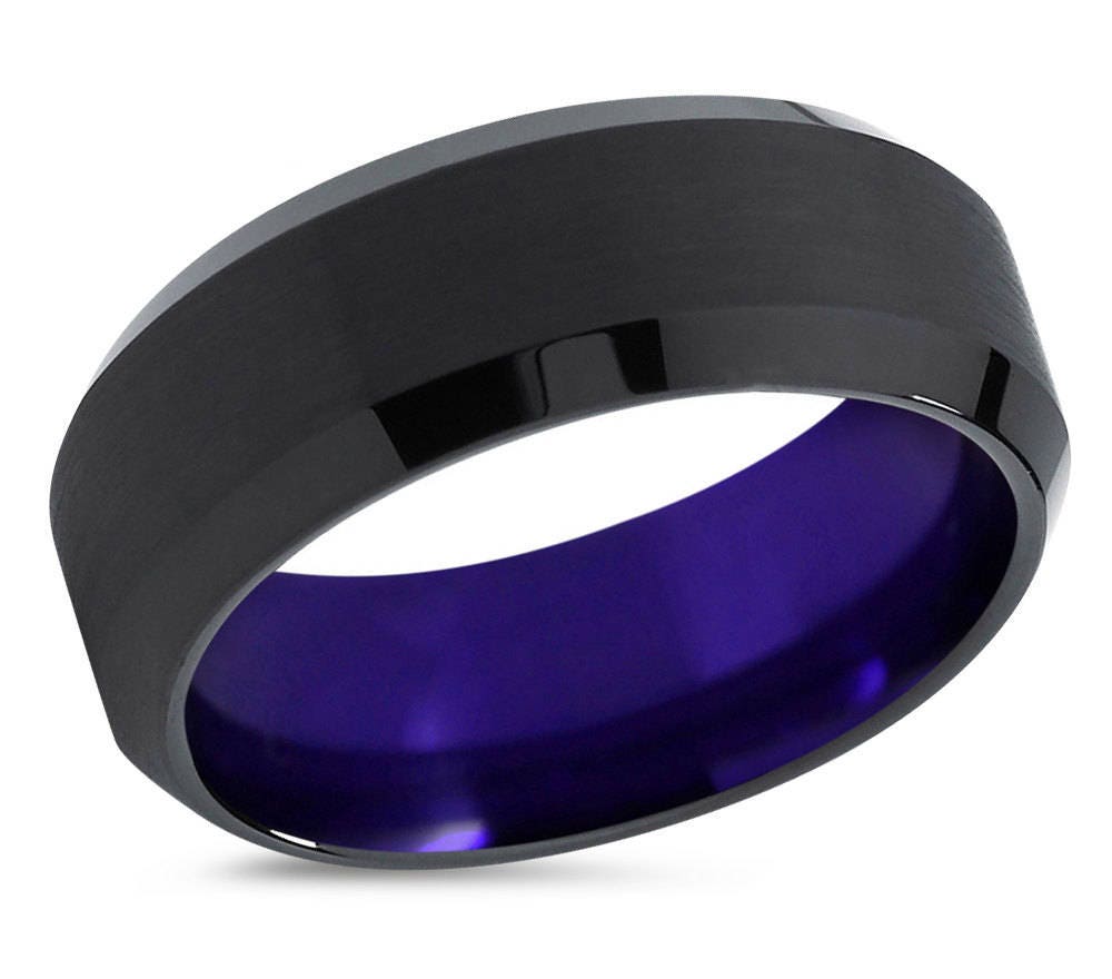 Tungsten Ring Mens Purple Wedding Band Tungsten Ring Tungsten