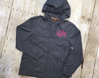 Girls Monogram Raincoat | Youth Monogram Rain Jacket | Childrens Monogram Rain Jacket | Girls Rain Jacket | Girls Raincoat