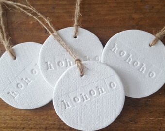Set of 4 Christmas Ornaments ~ Christmas Tree Decoration ~ Christmas Tree ~ Clay Gift Tags ~ Clay Christmas Tags