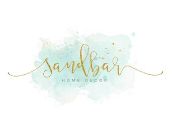Pre made Watercolour Green Blue Logo Design - Business Branding - Logo Design - Boutique - Photography - Beach - Home Decor - Hair Dresser