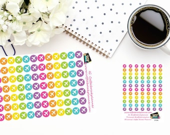 Planner Stickers| Airplane Dot Icon Stickers|Airplane Stickers|Travel Stickers|For use in various paper planners and journals|I016 and I016M