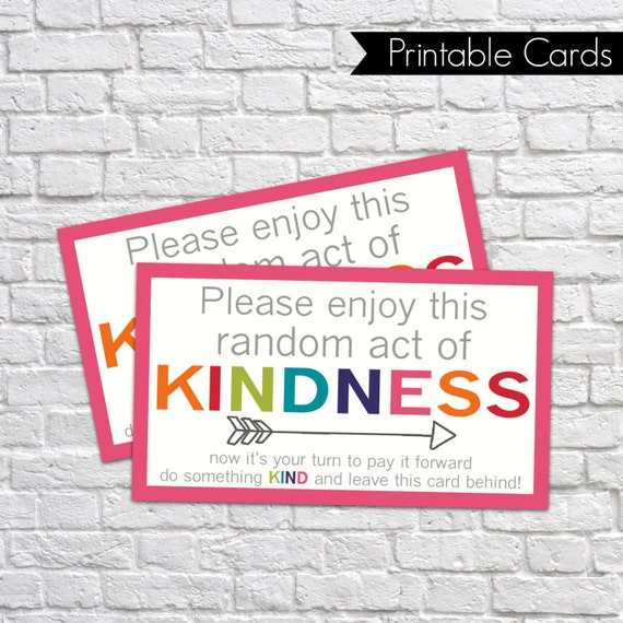 Printable Random Act of Kindness Cards RAOK Pay It Forward