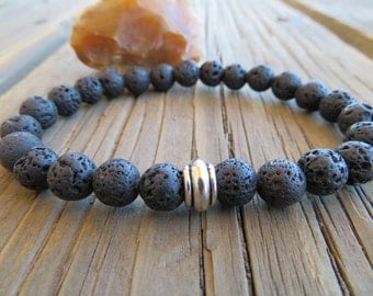 Mens Lava stone bracelet, Lava beads, Men bracelet, Meditation mala beads, Protection bracelet, Male jewelry, Buddha bracelet mala