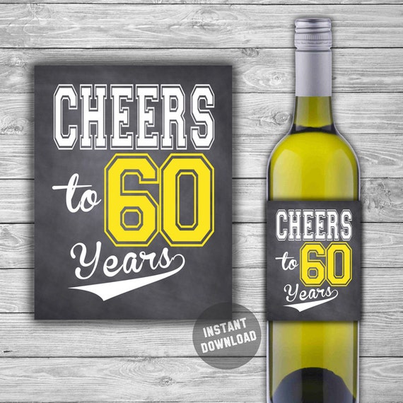 printable 60th birthday wine label chalkboard style 60th