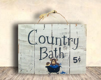 Bear Sign - Cabin Wall Art - Bath Sign - Bathroom Sign - Cabin Decor - Bear - Country Bath Sign - Birthday Gift - Mother's Day Gift