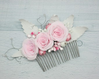 White Garden Rose Hair pink rose hair comb | etsy White Garden Rose Hair pink rose hair comb | etsy