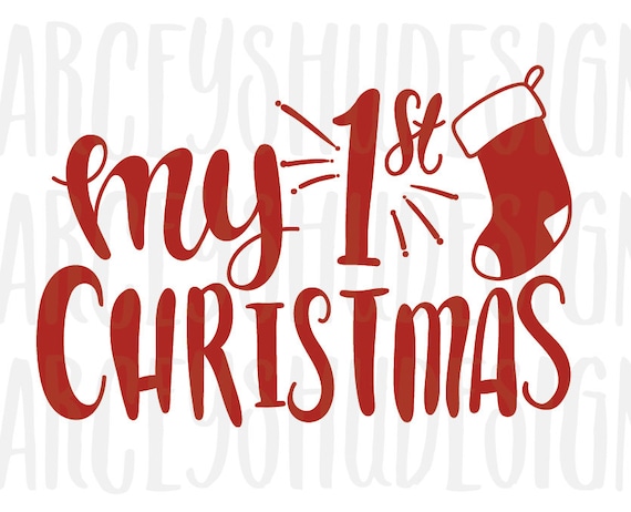 Download My First Christmas hand lettered svg cutting files Christmas