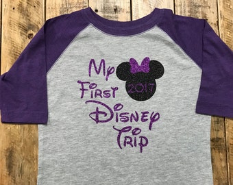 My First Disney Trip Baseball Style Toddler Shirt, Disney Family Vacation shirts