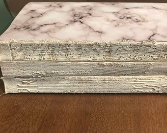 Industrial Decor, white Marble Decor, Marble, White Marble Books, Old Book Stack, Industrial, Industrial Home Decor, Old Book Stack