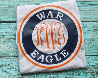 Auburn College Framed Monogram Tee, Tigers, Baseball Tee, Tank, Long Sleeve, Short Sleeve, War Eagle, Auburn University, Auburn Tigers
