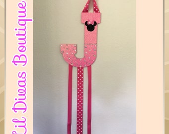 Minnie Mouse initial bow holder