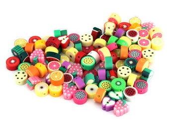 Fruit Beads, Fruit Slices, Polymer Fruit, Polymer Beads, Clay Beads, 10mm Beads, Fruit Jewellery, Fruit Jewelry,