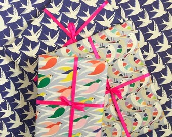 Bird wrapping paper / 6 sheets / Gift wrap / Digitally Printed / 50cm x 70cm / Bird pattern / Bird illustration/ UK printed