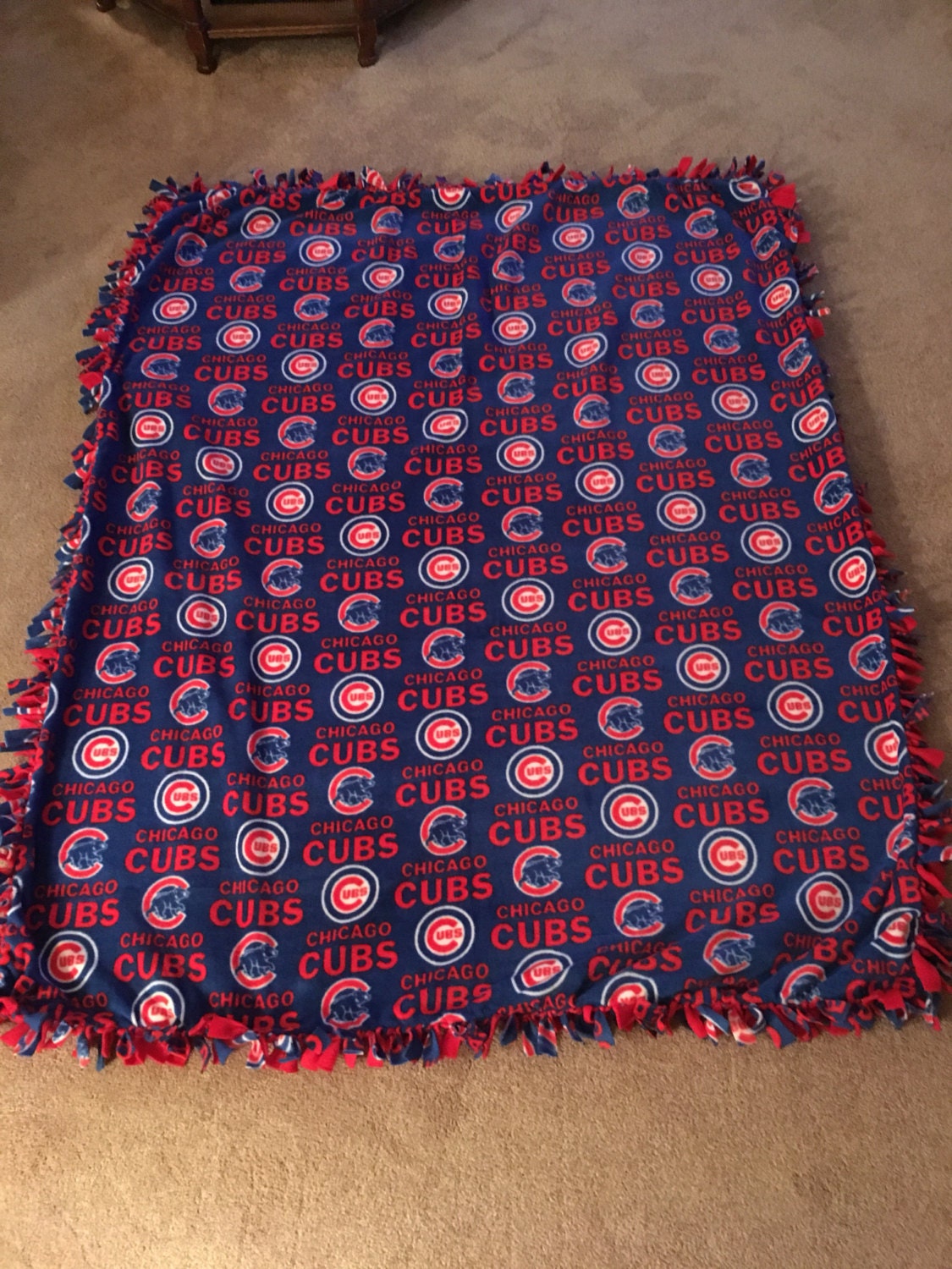 Handmade Chicago Cubs Tie Blanket