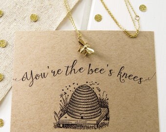Gold Bee Necklace - Your the Bee's Knees Necklace - Gift for Friend - Bumblebee Jewellery - Dainty Bee Necklace - Gift for Her