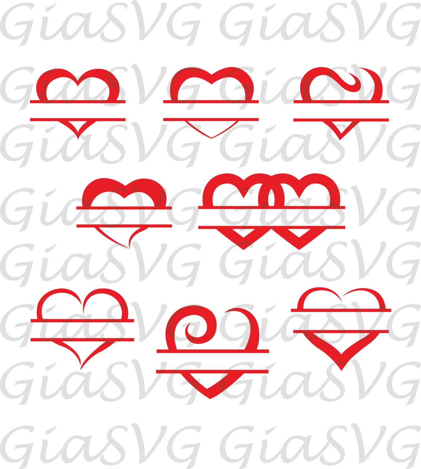 Split Hearts SVG Cut files Hearts SVG or DXF Valentine svg