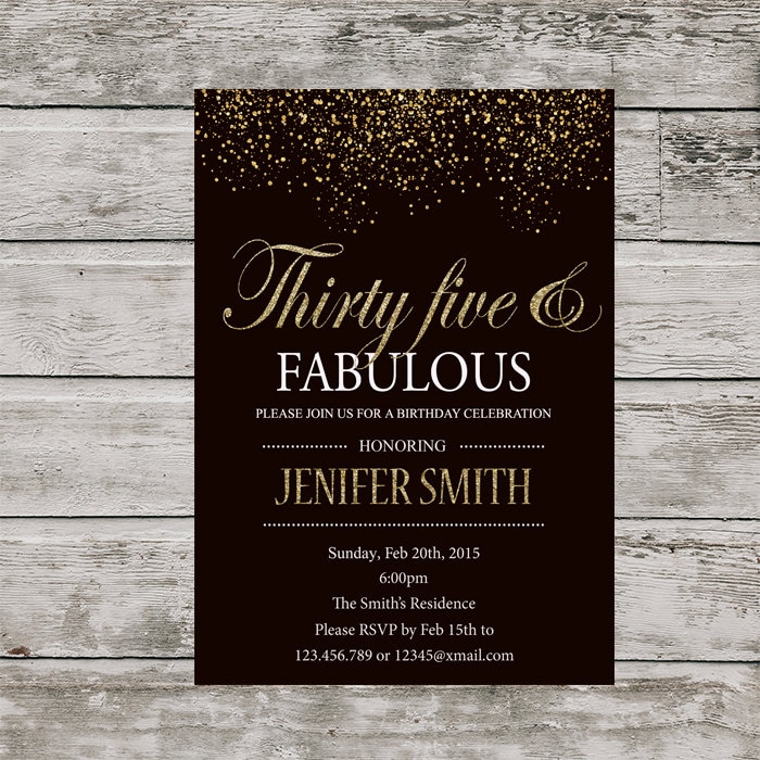 35th birthday invitation for women PRINTABLE Thirty Five and