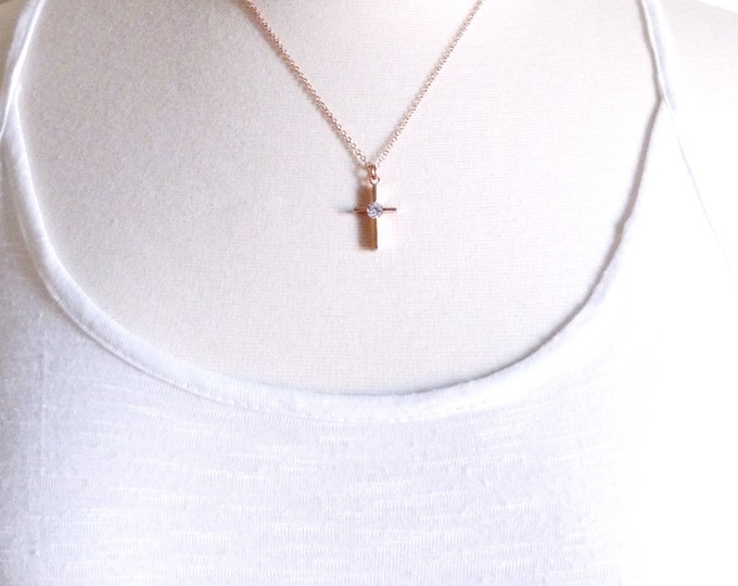 Faith | Rose Gold Filled Simple Cross Necklace Poem Message Card Bereavement Funeral Grievance Condolence Sympathy Gift For Friend Family