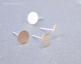 12 pcs (6 pairs) 925 sterling silver earring stud post tray blank flat pads 2mm 3mm 4mm 5mm 6mm 8mm LIGS