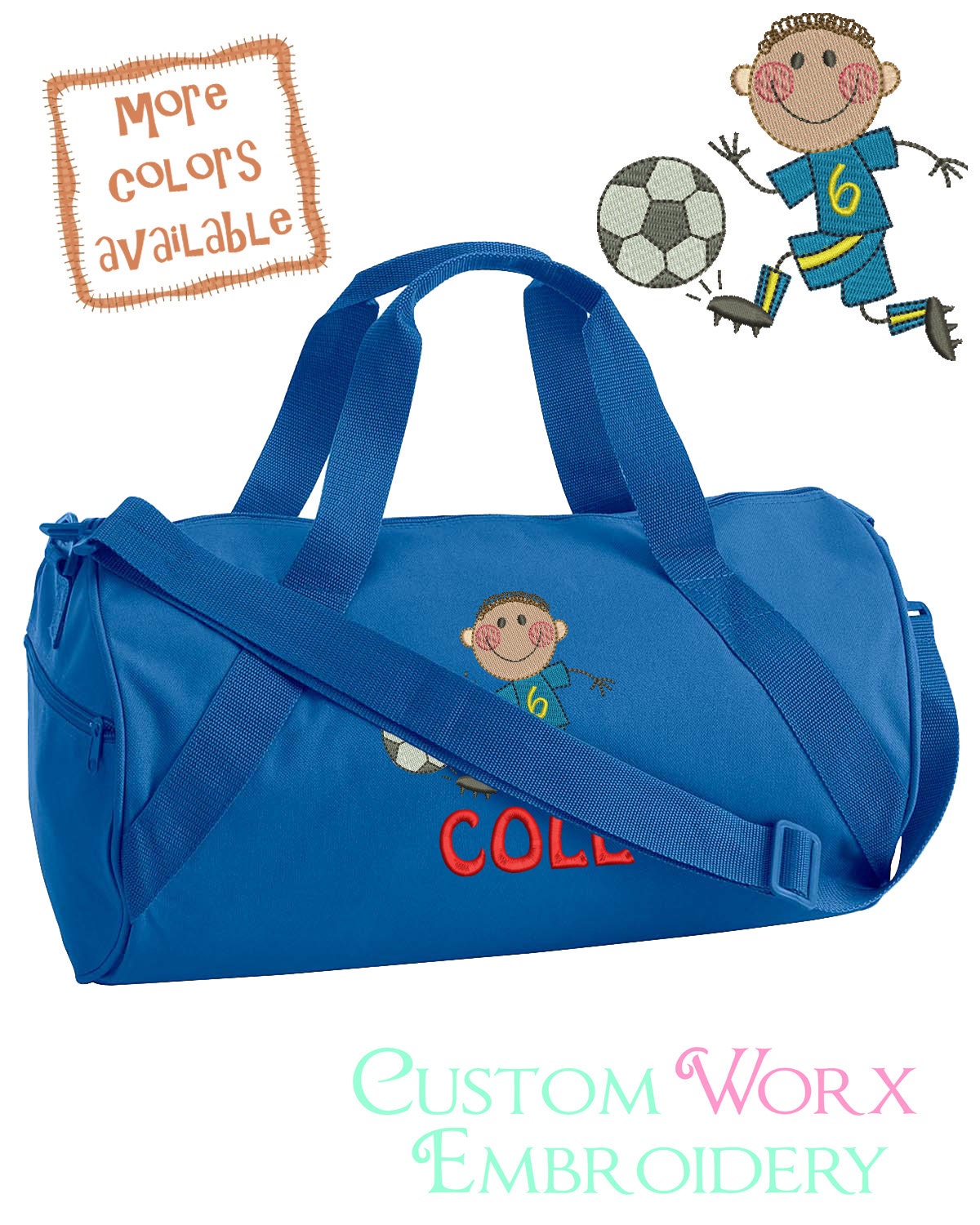 Personalized Embroidered Boys Monogrammed Soccer Duffel Bag