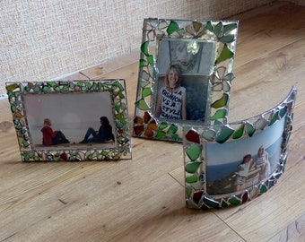 Sea glass stained glass photo frame 10*15 cm (6"*4")
