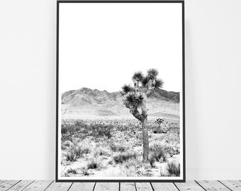 Joshua Tree Print, Desert Wall Art, Bohemian Decor, Digital Download, Printable Art, Californian Desert Photography, Black and White Print