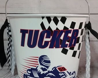 Personalized Bucket - 5 Quart / Go Kart Bucket / Easter Basket / Gift Basket / Beverage Pail