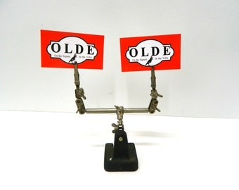 Vintage Lab Stand...Metal Lab Stand with Weighted Iron Base...Chemistry Slide Holder Stand...Recipe / Card Holder Display