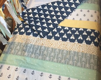 Peter Pan Inspired Quilt Set, Peter Pan Crib Bedding, Peter Pan Nursery, Nautical Baby Quilt Set, Baby Bedding, Toddler Bedding