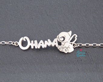 Ohana and Stitch Disney bracelet | Stitch bracelet | Sterling Silver Ohana Stitch bracelet | Ohana Stitch bracelet |Lilo and Stitch bracelet