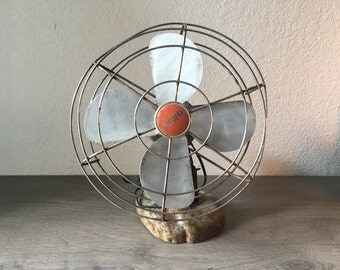 Vintage Metal Fan, Zero Fan, McGraw Electric Co., Mid Century, Table Top Fan, Rusty, Chippy