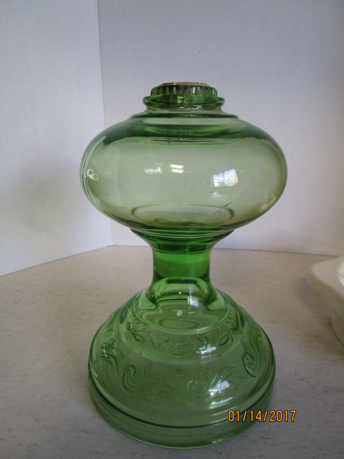 Vintage Green Glass Lamp Base