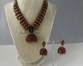Maroon Terracotta One of a kind Necklace set