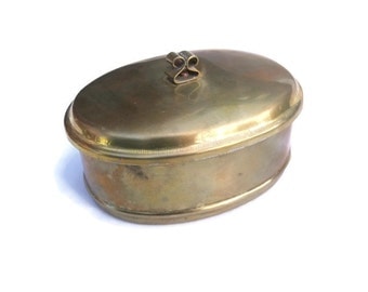 Vintage Brass Box, Sugar Box, Small Brass Box, Jewelry Box, Home Decor, Oval Brass Box, Swedish Brass Box