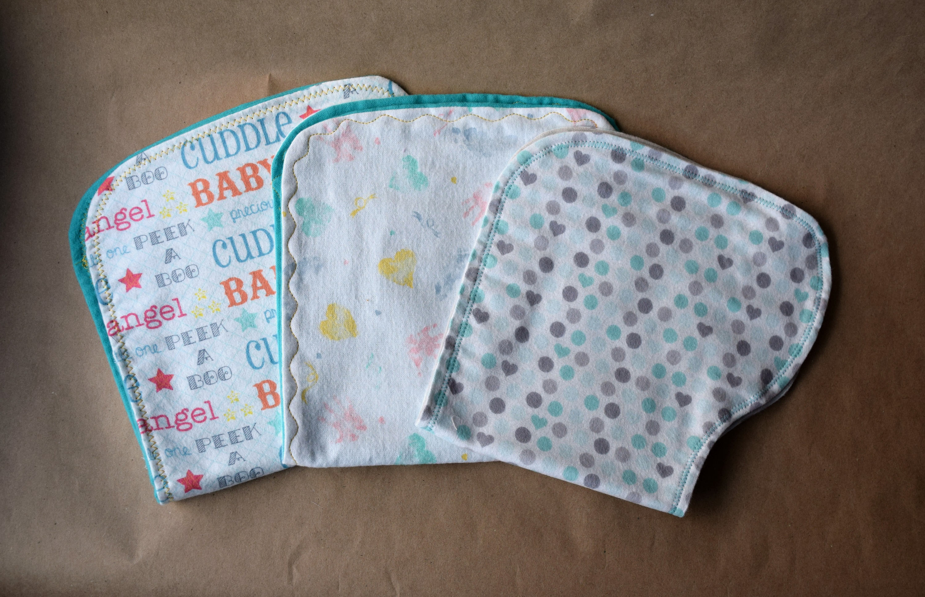 Adorable Gender Neutral Contoured Flannel Burp Cloths Soft