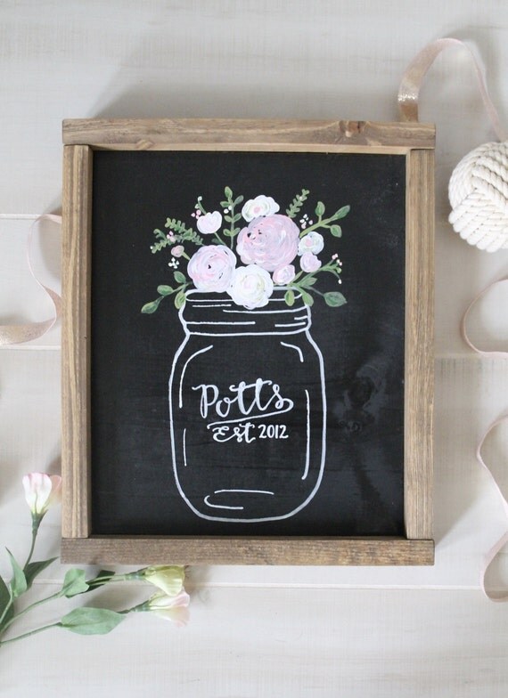 Personalized Mason Jar Wood Sign